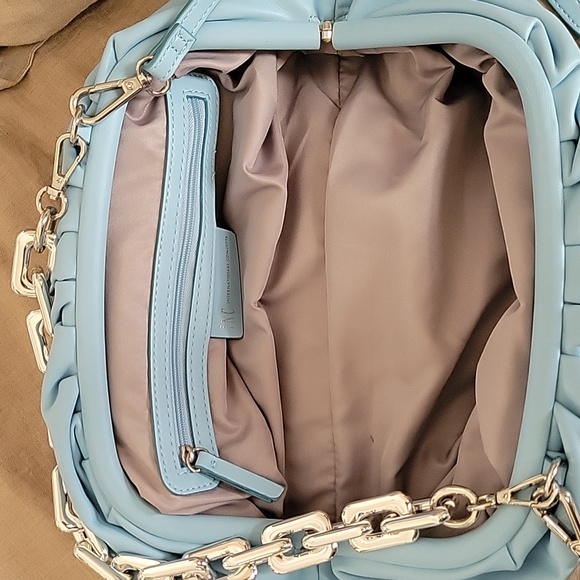 INC (International Concepts) Clutch/Shoulder/hand Bag, teal Chain handle - Picture 3 of 13